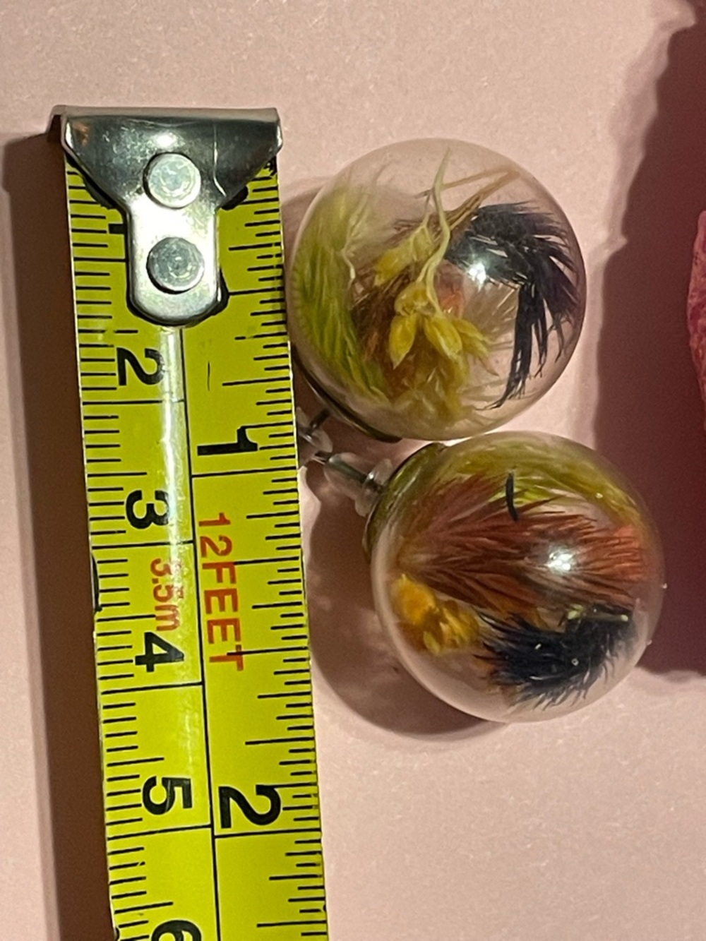Glass Globe Real Flower Pierced Earrings #9961 - Picture 3 of 3